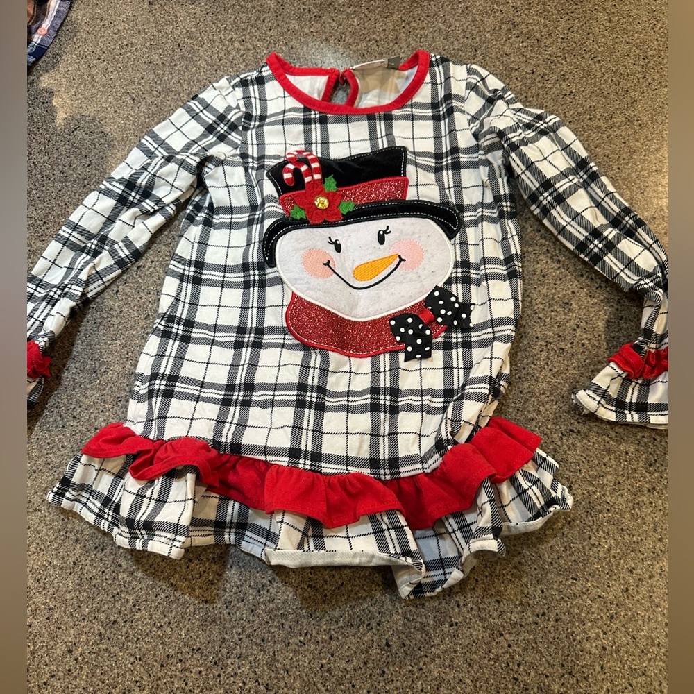 Emily Rose Festive Snowman Plaid shirt with Red Accents